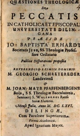 Quaestiones Theologicae De Peccatis