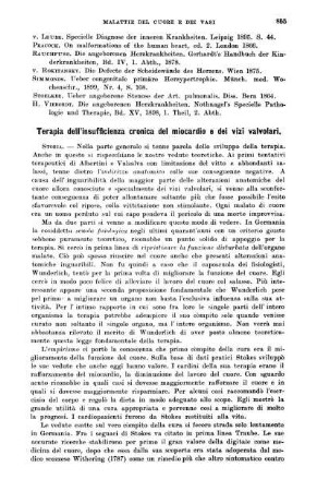 Terapia dell´insufficienza cronica del miocardio e dei vizi valvolari.