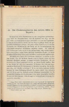 II. Die Choleraepidemie des Jahres 1854 in Bayern.