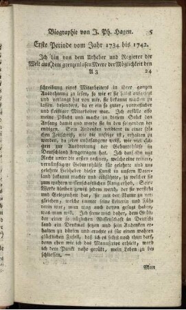 Erste Periode vom Jahr 1734 bis 1742.