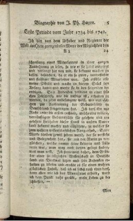 Erste Periode vom Jahr 1734 bis 1742.