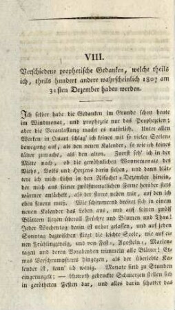 VIII. Verschiedene prophetische Gedanken, ...