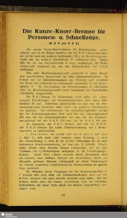 Die Kunze-Knorr-Bremse für Personen- u. Schnellzüge