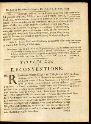 Titulus XXI. De Reconventione