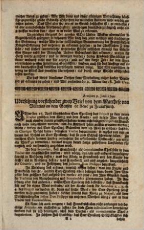 Circular Rescript so Ihro Königl. Majestät zu Hungarn und Böheim, Ertzhertzogin zu Österreich, ec. an Dero Königl. Ministros an auswärtigen Höfen allergnädigst ergehen lassen : [Wienn, den 18. Julii 1744]