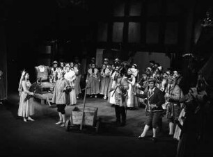 Szenenbilder aus "Schwarzer Peter", Oper für kleine und große Leute nach dem niederdeutschen Märchen "Erica" von Heinrich Traulsen mit Musik von Norbert Schultze, Libretto von Walter Lieck. Städtische Oper Berlin, 04.12.1959