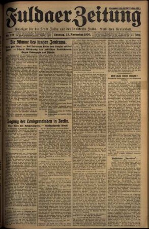 Erste Ausgabe vom Sonntag, den 23. November 1930.