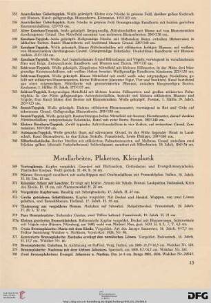 Metallarbeiten, Plaketten, Kleinplastik (Nr. 369-387)
