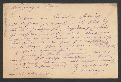 Brief an B. Schott's Söhne : 11.07.1890