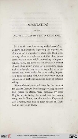 Importation of the Altieri Claudes into England