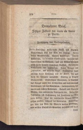 Dreyzehnter Brief. Jetziger Zustand der ècole de Santé zu Paris