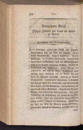 Dreyzehnter Brief. Jetziger Zustand der ècole de Santé zu Paris