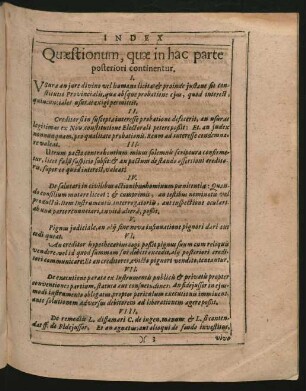 Quaestionum, quae in hac parte posteriori continentur.