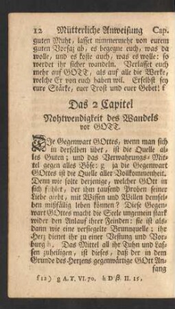 Das 2 Capitel Nohtwendigkeit des Wandels vor Gott.