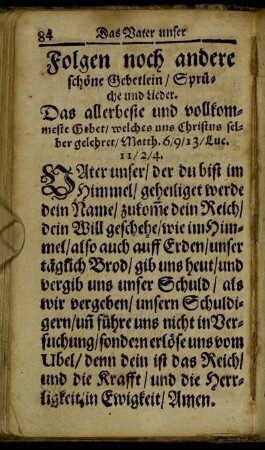 Folgen noch andere schöne Gebetlein/ Sprüche und Lieder.
