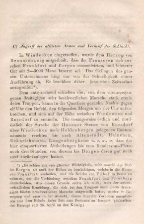 C) Angriff der alliirten Armee -und Verlauf der Schlacht.