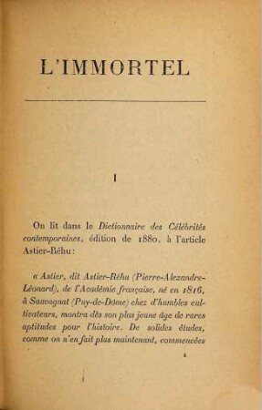 L'immortel : Moeurs parisiennes