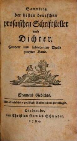 Johann Andreas Cramers Prokanzlers der Universität Kiel Sämmtliche Gedichte, 3