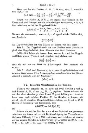 § 2. Projective Transformation der Geraden.