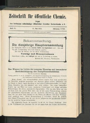 Zeft IX. 15. Mai 1912. Jahrgang XVIII.