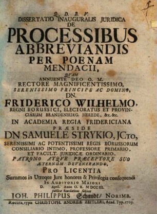 De processibus abbreviandis per poenam mendacii
