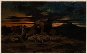 Abendlandschaft mit dunklen Wolken
