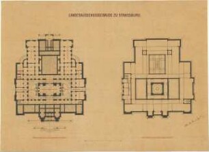 Hocheder, Karl; Straßburg (Frankreich); Landesausschussgebäude - Grundriss DG; Sockelgeschoss (Grundriss)