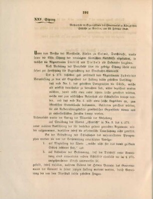 XXV. Sitzung. Verhandelt ... zu Berlin, am 23. Februar 1848