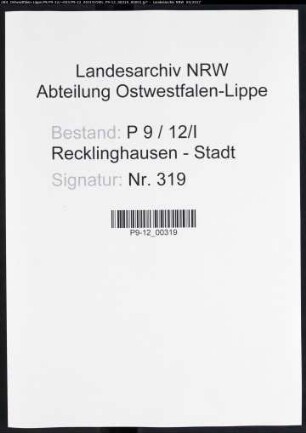 Namensverzeichnis Recklinghausen - Stadt, Todesfälle