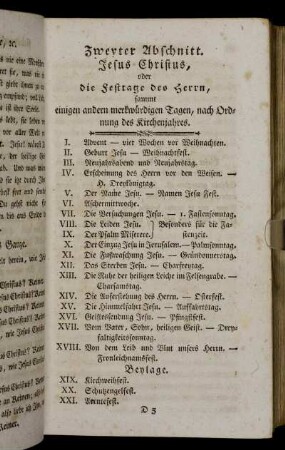 Zweyter Abschnitt. Jesus Christus, oder die Festtage des Herrn, [...].