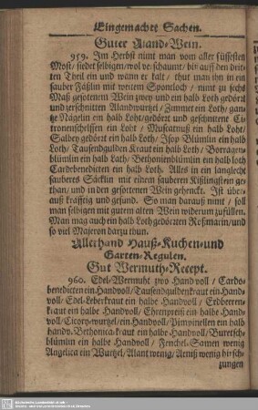 Allerhand Hauß- Kuchen- und Garten-Regulen