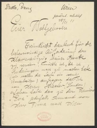 Brief an B. Schott's Söhne : 25.11.1911