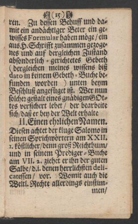 II. Einen ehrlichen Namen.