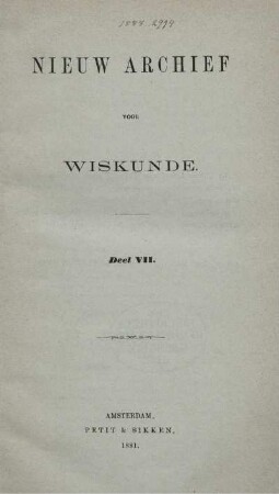 7: Nieuw archief voor wiskunde