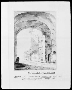 Blick aus antikem Thermengewölbe, Folio recto