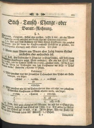 Stich- Tausch- Change- oder Baratt-Rechnung.
