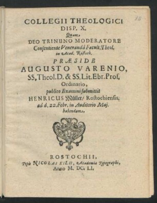 10: Collegii Theologici Disputatio ...