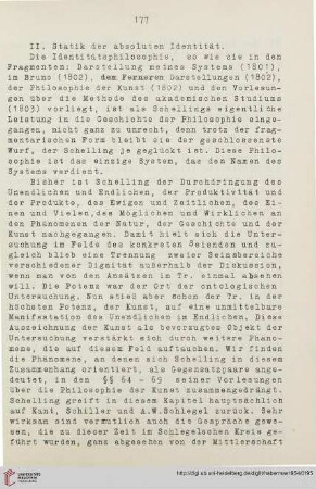 II. Statik der absoluten Identität