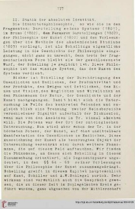 II. Statik der absoluten Identität