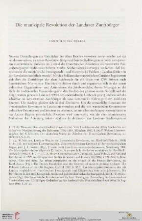 Die munizipale Revolution der Landauer Zunftbürger