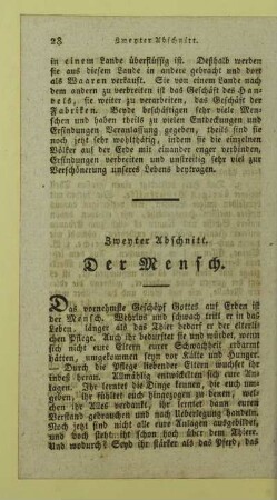 Zweyter Abschnitt. Der Mensch