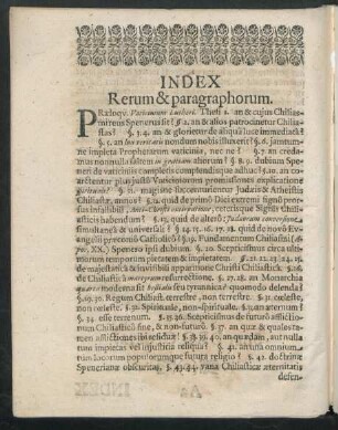 Index Rerum & paragraphorum.