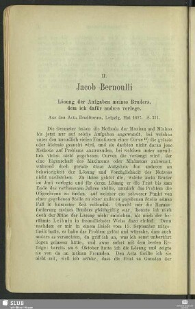 II. Jacob Bernoulli