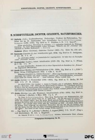 II. Schriftsteller, Dichter, Gelehrte, Naturforscher (Nr. 365-672)