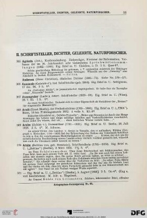 II. Schriftsteller, Dichter, Gelehrte, Naturforscher (Nr. 365-672)