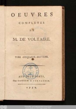 Tome Cinquante-Huitieme = Dictionnaire Philosophique, Tome VII.: Oeuvres Completes De M. De Voltaire