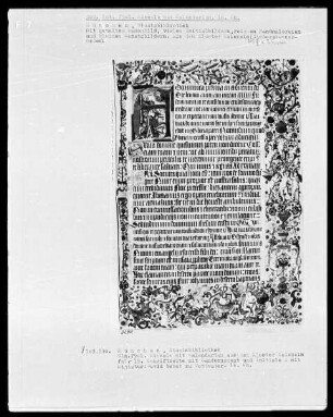 Missale mit Kalendarium aus Kloster Kaisheim — Buchseite mit historisierter Initiale und Bordüre, Folio 19recto