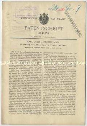 Patentschrift einer Feuerung mit teilweisem Kreisprozess, Patent-Nr. 41059