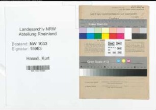 Entnazifizierung Kurt Hassel , geb. 08.05.1919 (Verw.Angest.)