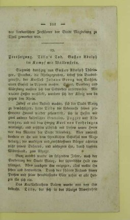 23. Fortsetzung. Tilly's Tod. Gustav Adolph im Kampf mit Wallenstein